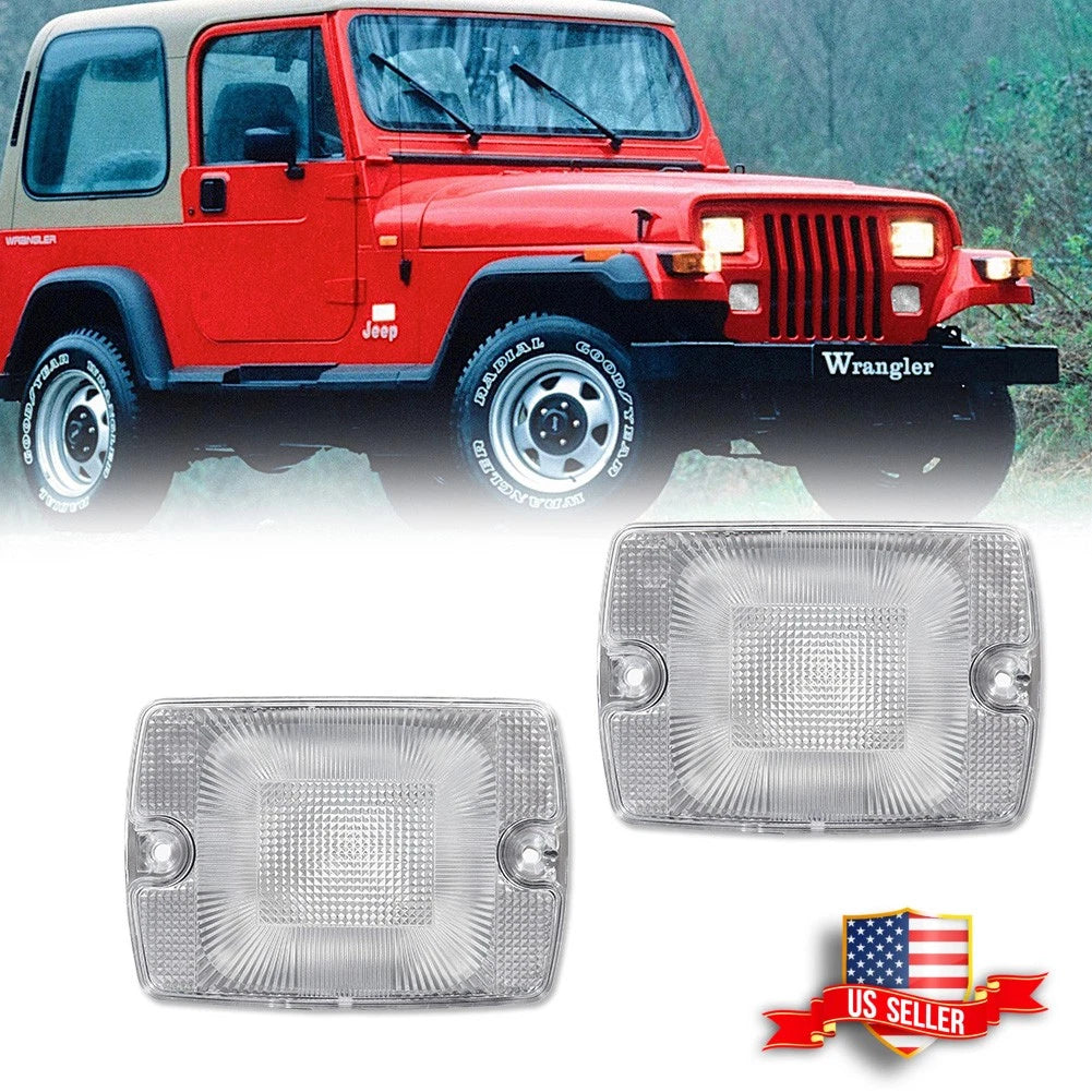 Clear Lens Front Turn Signal Parking Light Lamps for Jeep Wrangler YJ (1987–1995)