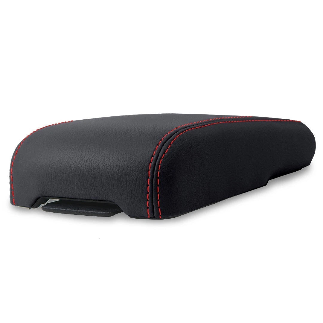 Leather Console Armrest Cover for Chevrolet Colorado (1995–2005) Red Stitch