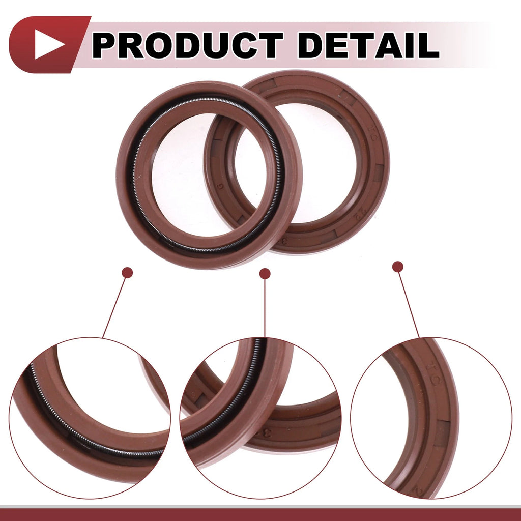2X Oil Seal Rotary Shaft Seal for Various Models (22x32x6mm) FKM Rubber