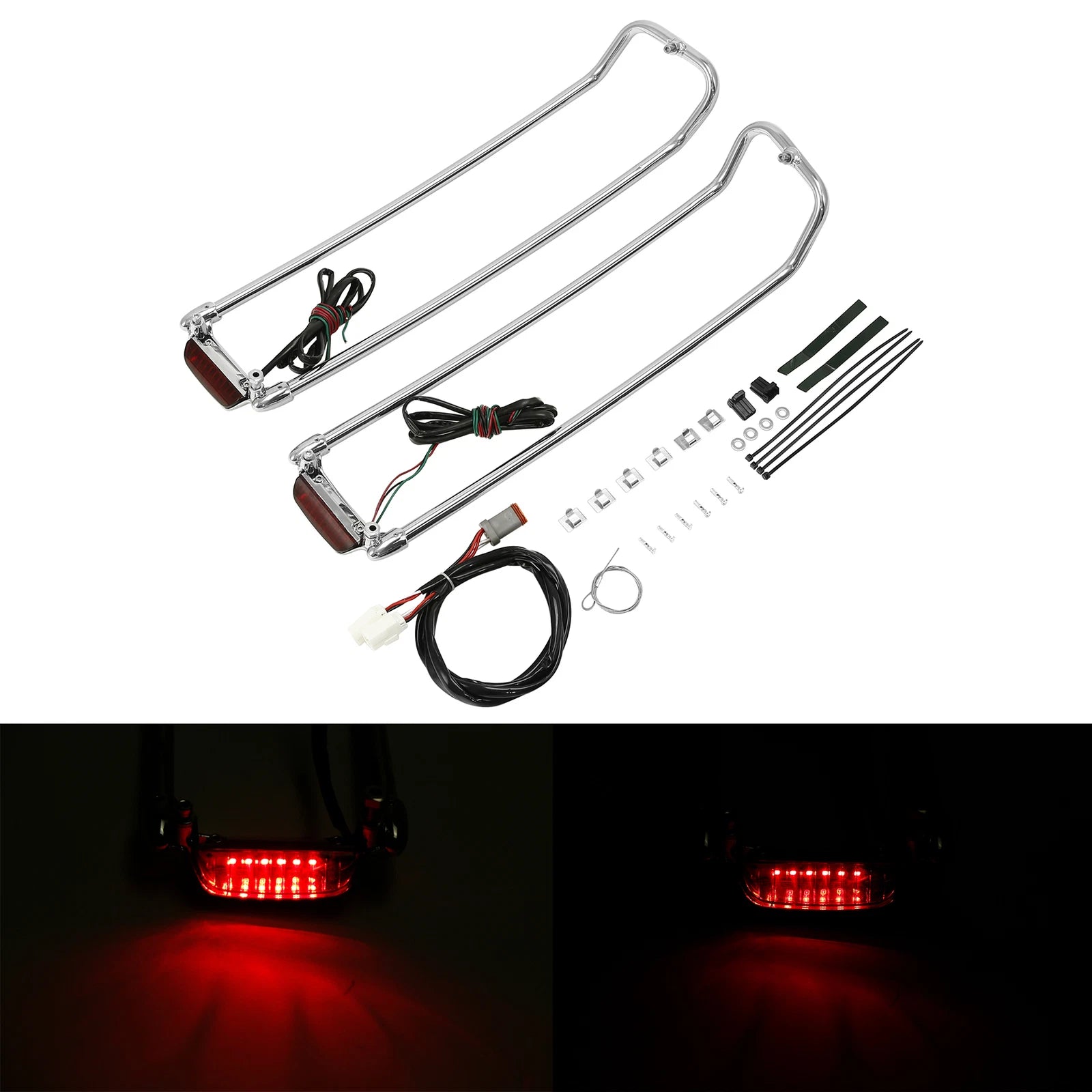 Saddlebag Lid Top Rail & LED Light for Harley Touring Street Road Glide (1994–2013)