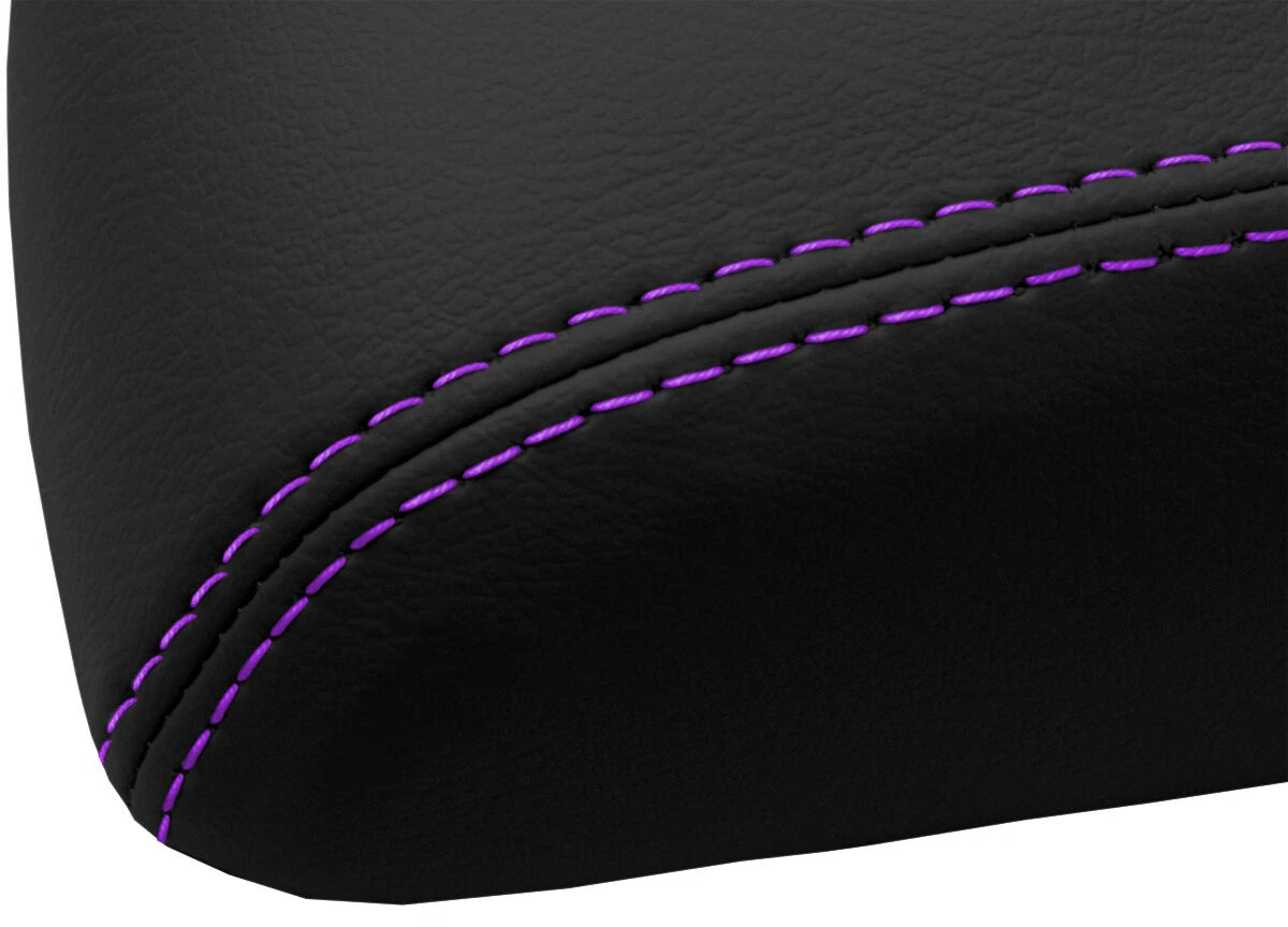 Leather Console Lid Pull Over Cover for Nissan Maxima (1997–1999) Purple Stitch