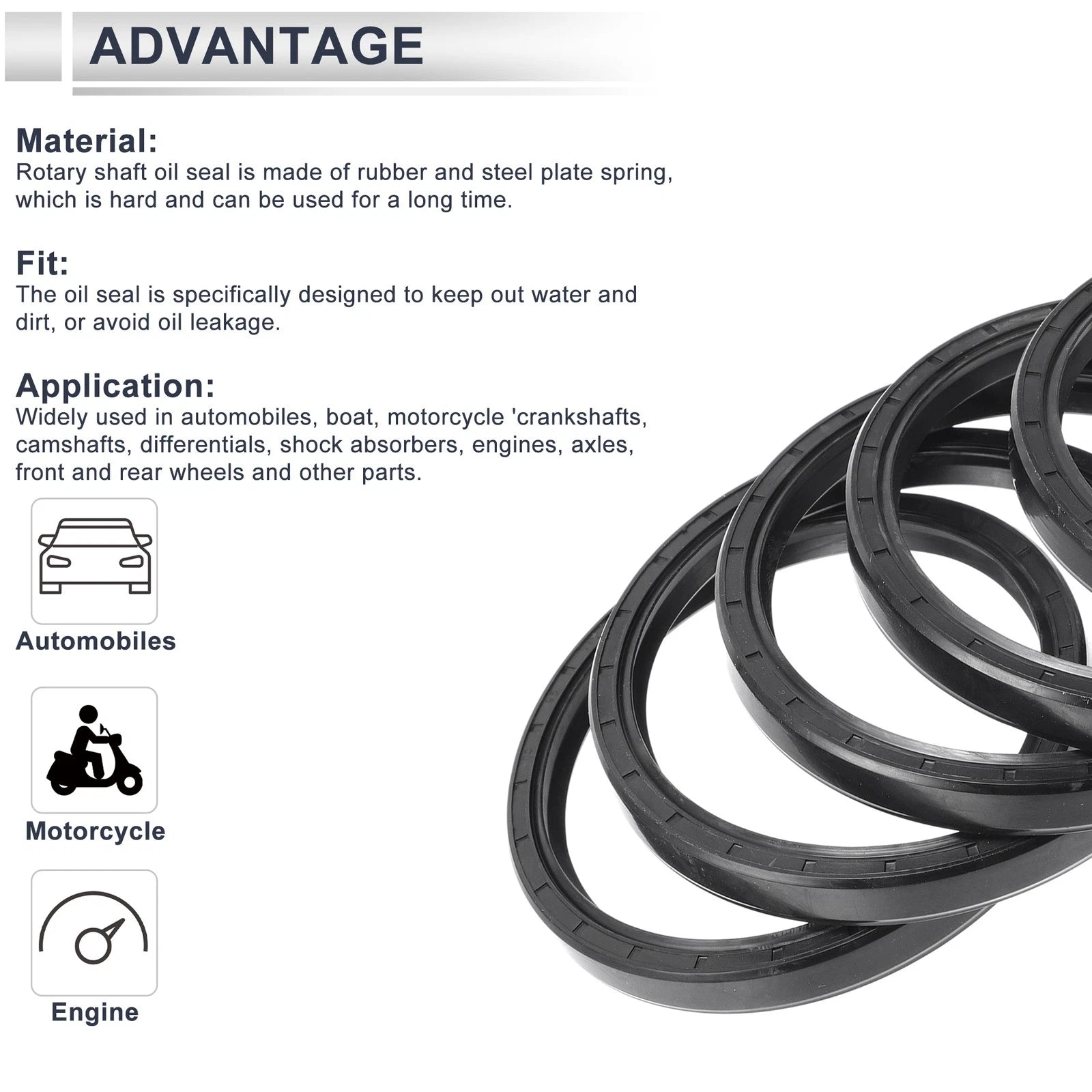 Set of 5 Oil Seal Rotary Shaft Seal for Various Models (95x110x12mm)