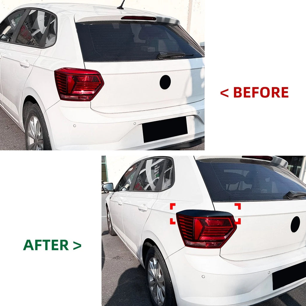 Carbon Look Tail Light Eye Lids Covers for VW Polo Hatchback (2018–2021)