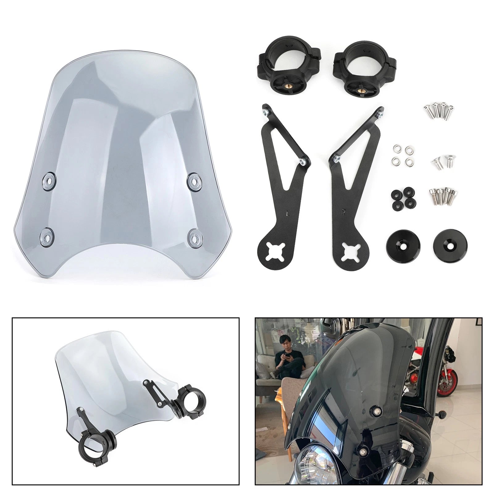 ABS Motorcycle Windscreen for Harley Dyna Softail (2010–2023) Gray