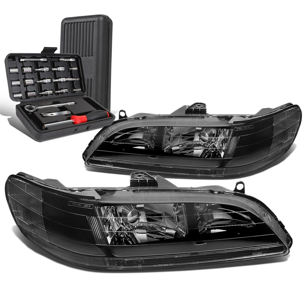 Pair of Black/Clear Signal Headlights for Honda Civic (1998–2002)