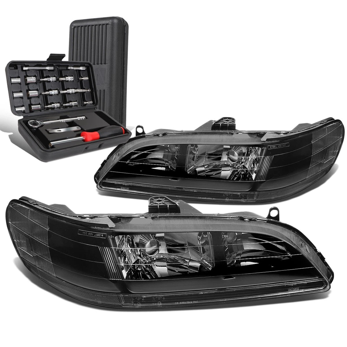 Pair of Black/Clear Signal Headlights for Honda Civic (1998–2002)