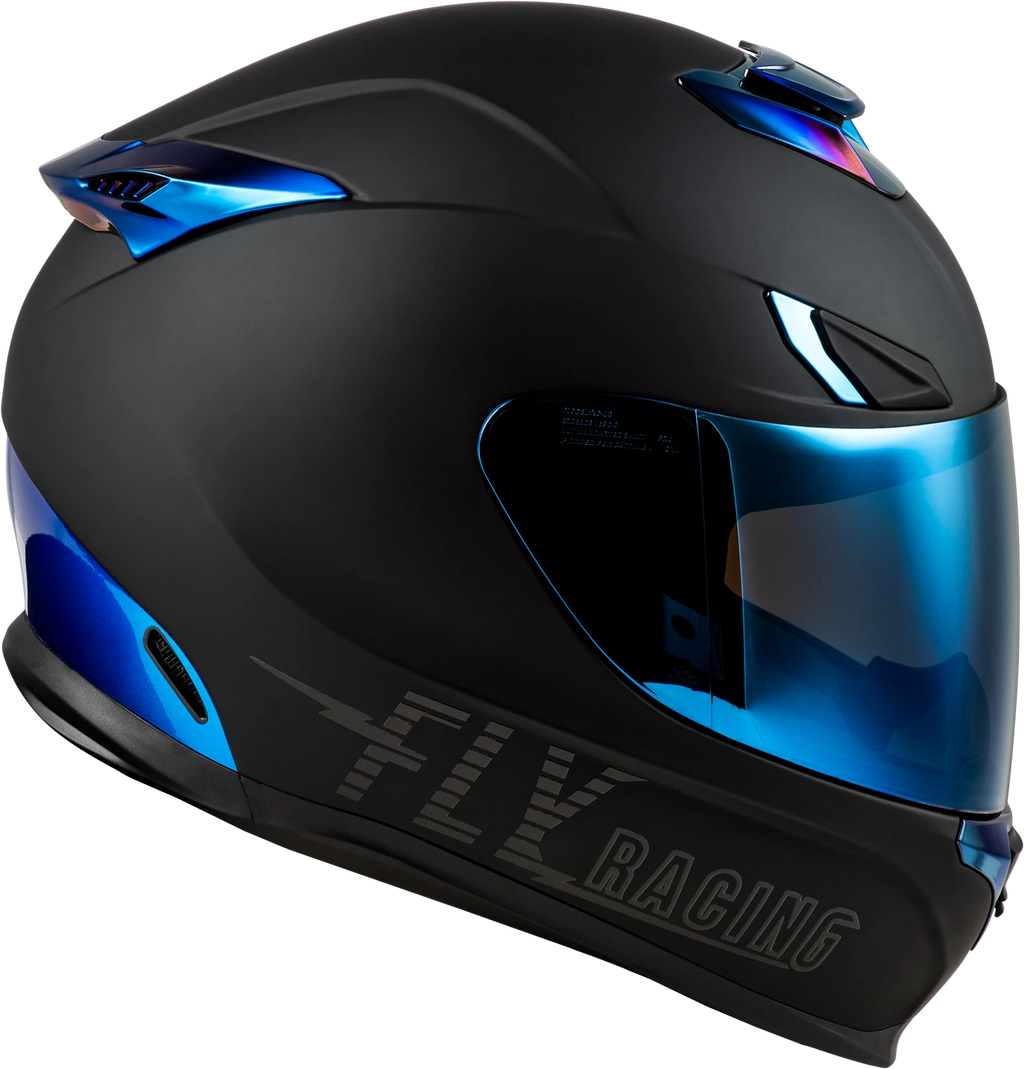 Fly Racing Sentinel Recon Helmet for Street Bikes (2024) Matte Black/Blue Chrome