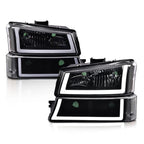 LED DRL Headlights for Chevy Silverado (2003–2007) Black Housing