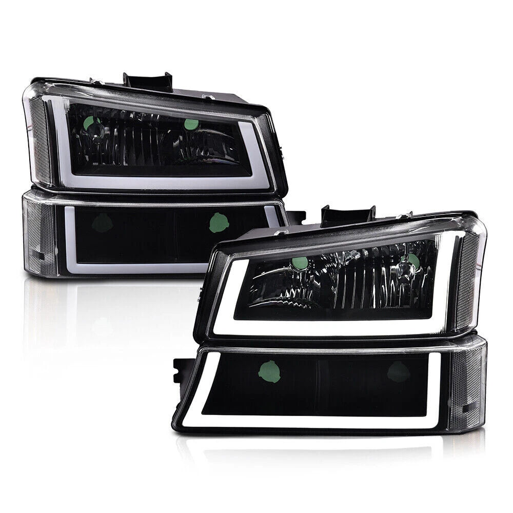 LED DRL Headlights for Chevy Silverado (2003–2007) Black Housing