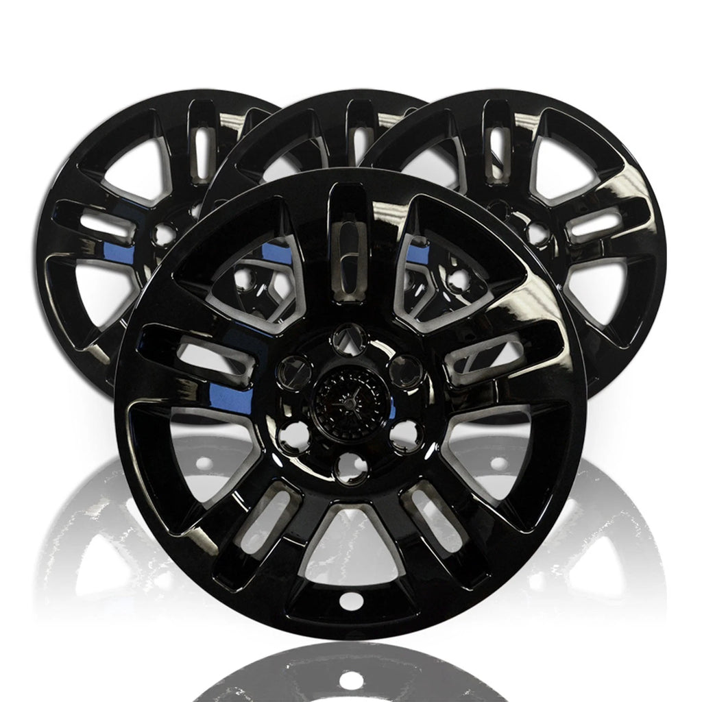 4 GLOSS BLACK 18" Wheel Skins Hub Caps Aluminum Covers for 14-20 SILVERADO TAHOE