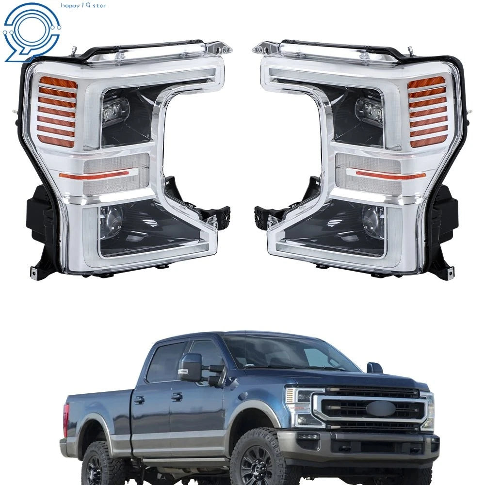 Set of 2 Chrome LED Headlights for Ford F250 SuperDuty (2020–2022)