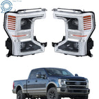 Set of 2 Chrome LED Headlights for Ford F250 SuperDuty (2020–2022)