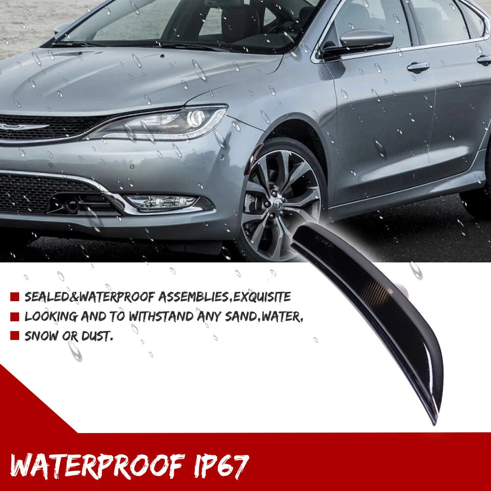 Set of 2 Smoked Lens Front Bumper Side Marker Lights for Chrysler 200 (2015–2017)