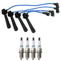 NGK Wire Set & Denso 4 Double Iridium Spark Plugs for Kia Rio (2001–2017)