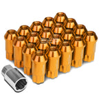 20 PC Open End M12x1.25 50mm Tall Orange Aluminum Lug Nuts + Lock Key for JDM