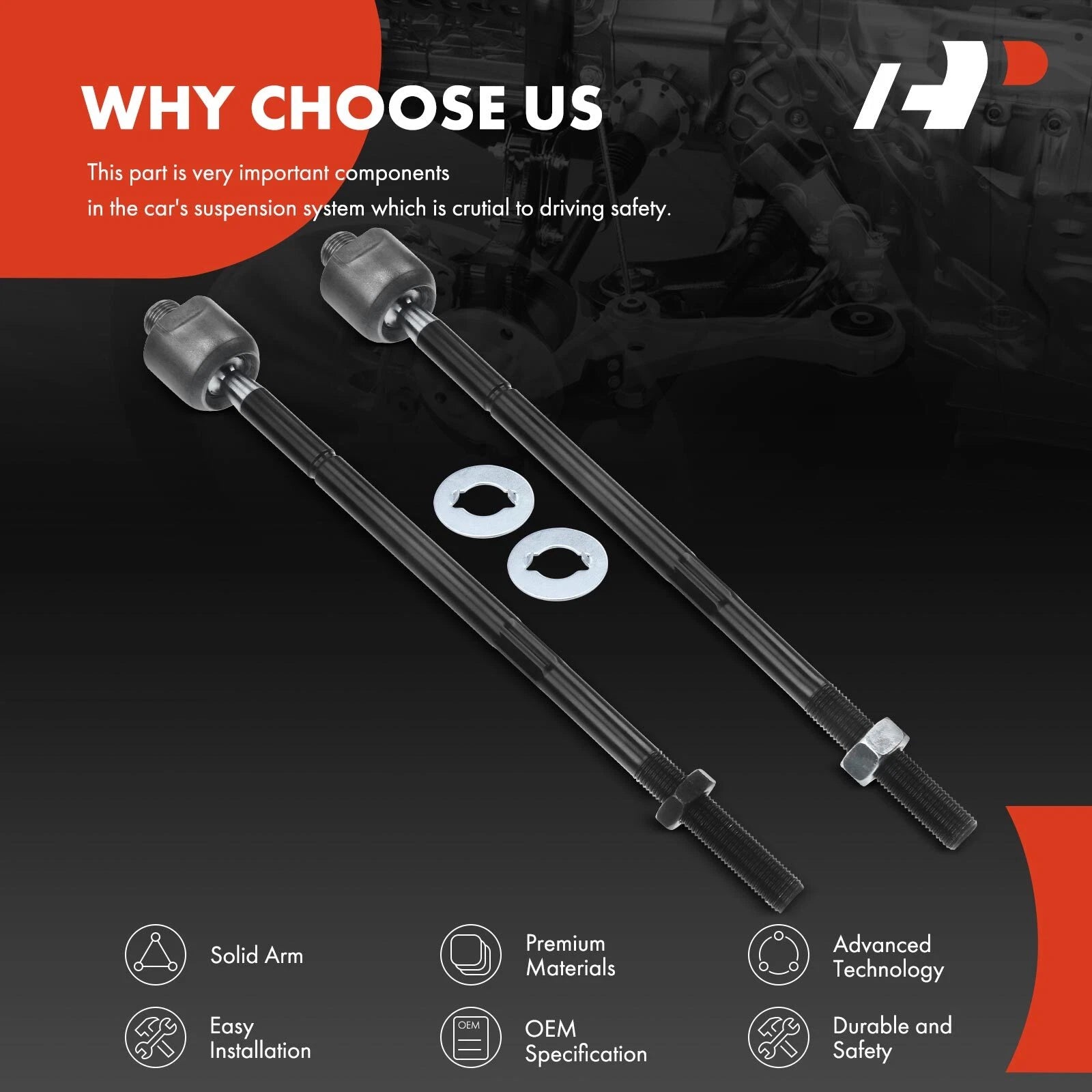 2X Inner Tie Rod End for Chevy Camaro Corvette Buick Lucerne Cadillac