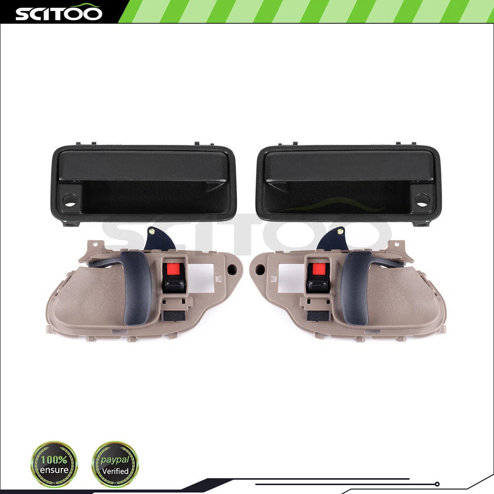 Set of 4 Inside & Outside Door Handles for GM Pickup Truck Beige Black