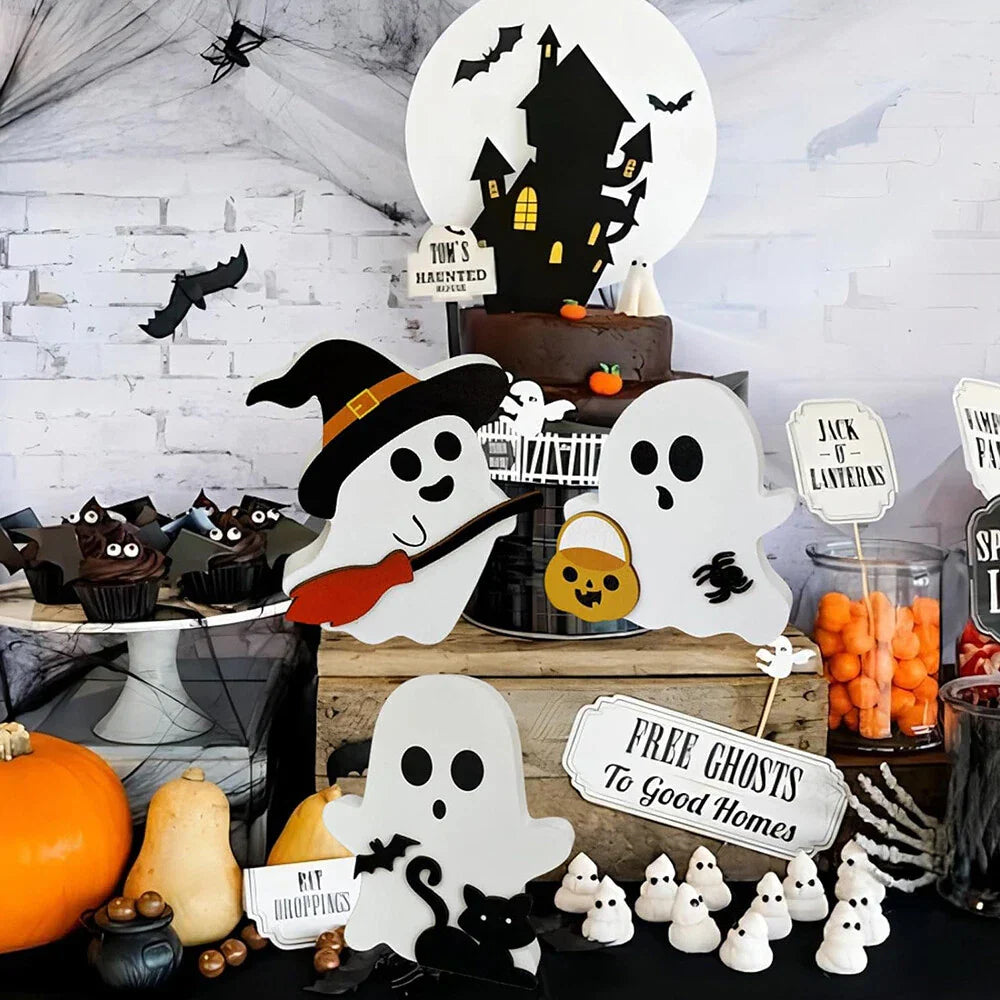 3 Pcs Cute Ghost Halloween Decorations for Home Shelf Display