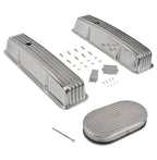 Tall Finned Valve Covers & 15" Oval Air Cleaner Kit for SBC Chevy (1958–1986)