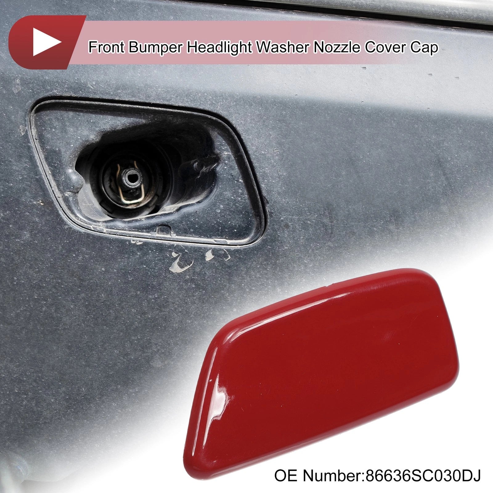 Front Left Washer Nozzle Cover Cap for Subaru Forester (2009–2012) Red