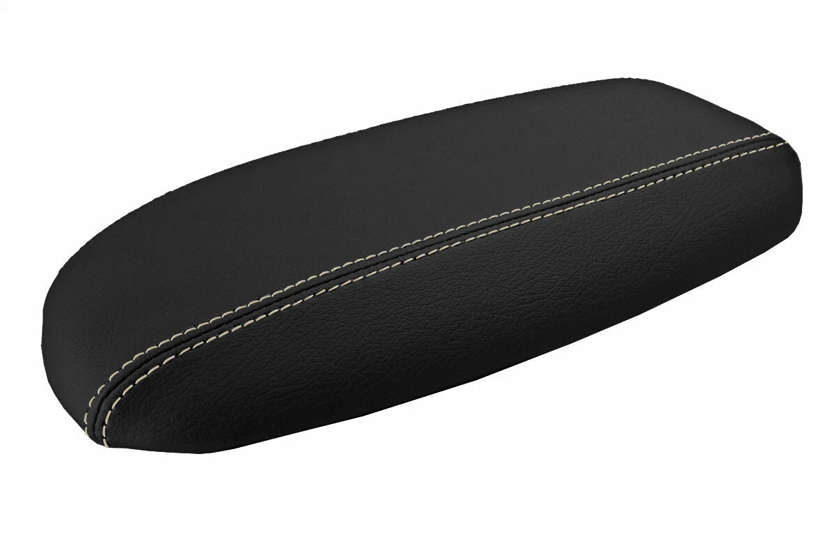 Leather Console Lid Armrest Cover for Ford Mustang (1994–2004) Beige Stitch