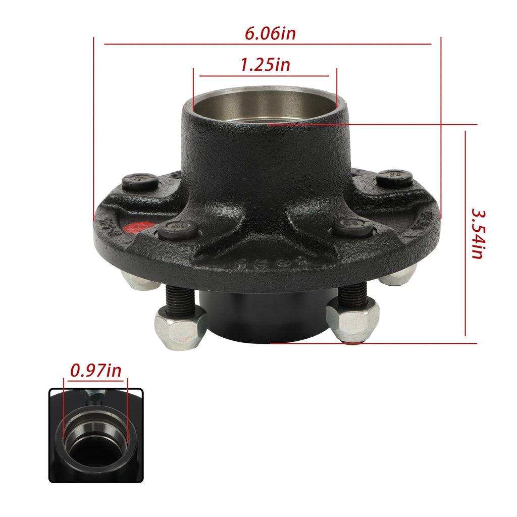Trailer Hub Kit for 3500 lb Axle (Fits 5-5' Bolt Circle)