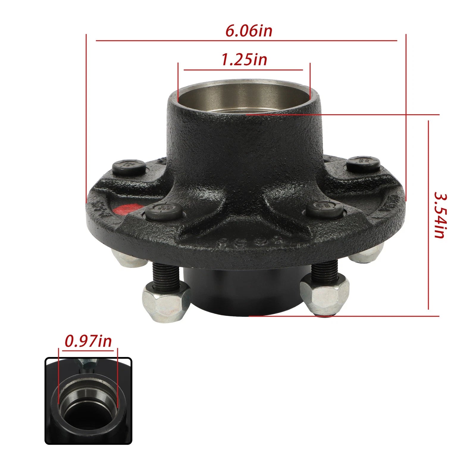 Trailer Hub Kit for 3500 lb Axle (Fits 5-5' Bolt Circle)