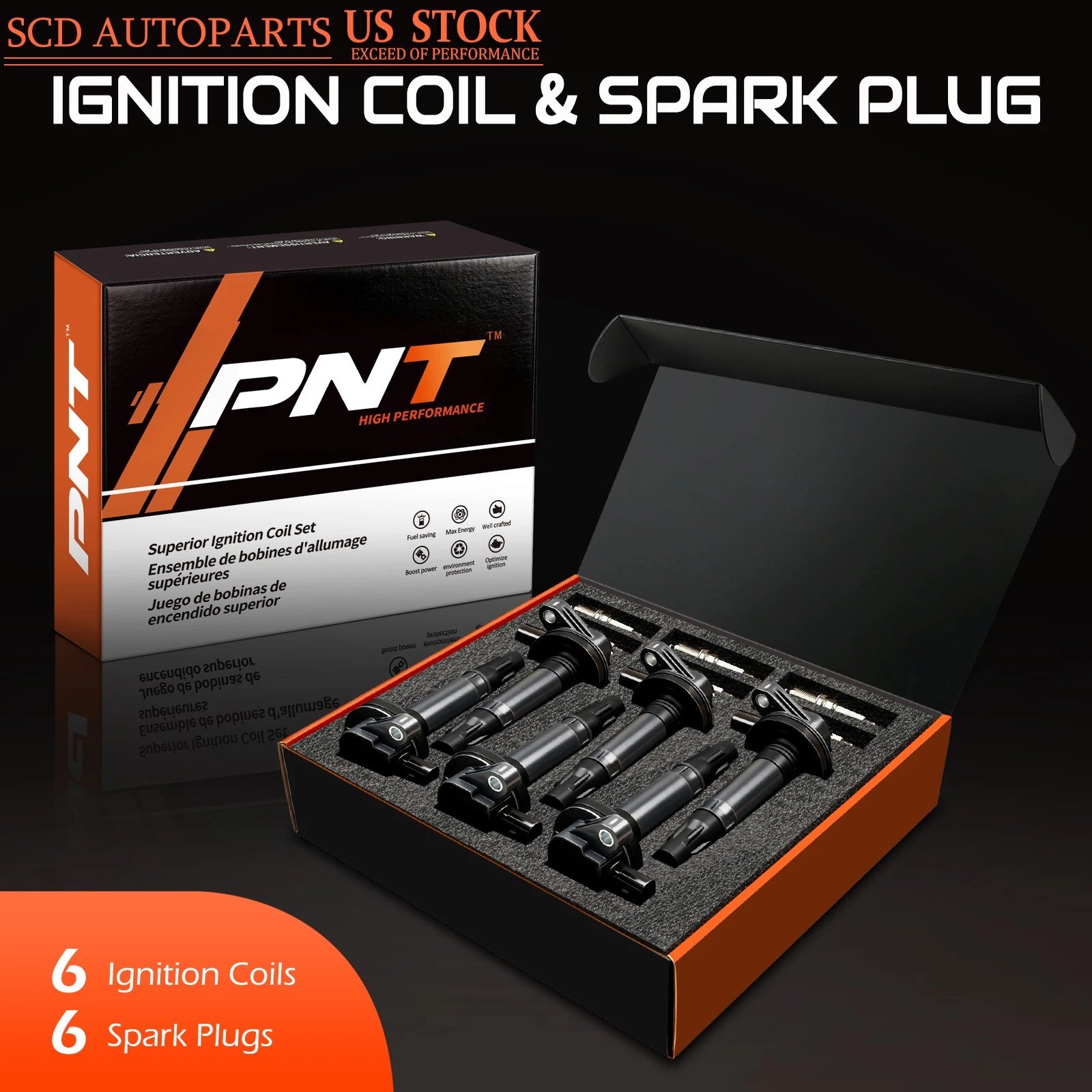 Set of 6 Ignition Coils + Spark Plugs for Ford Lincoln Mazda 3.7L 3.5L V6 UF553