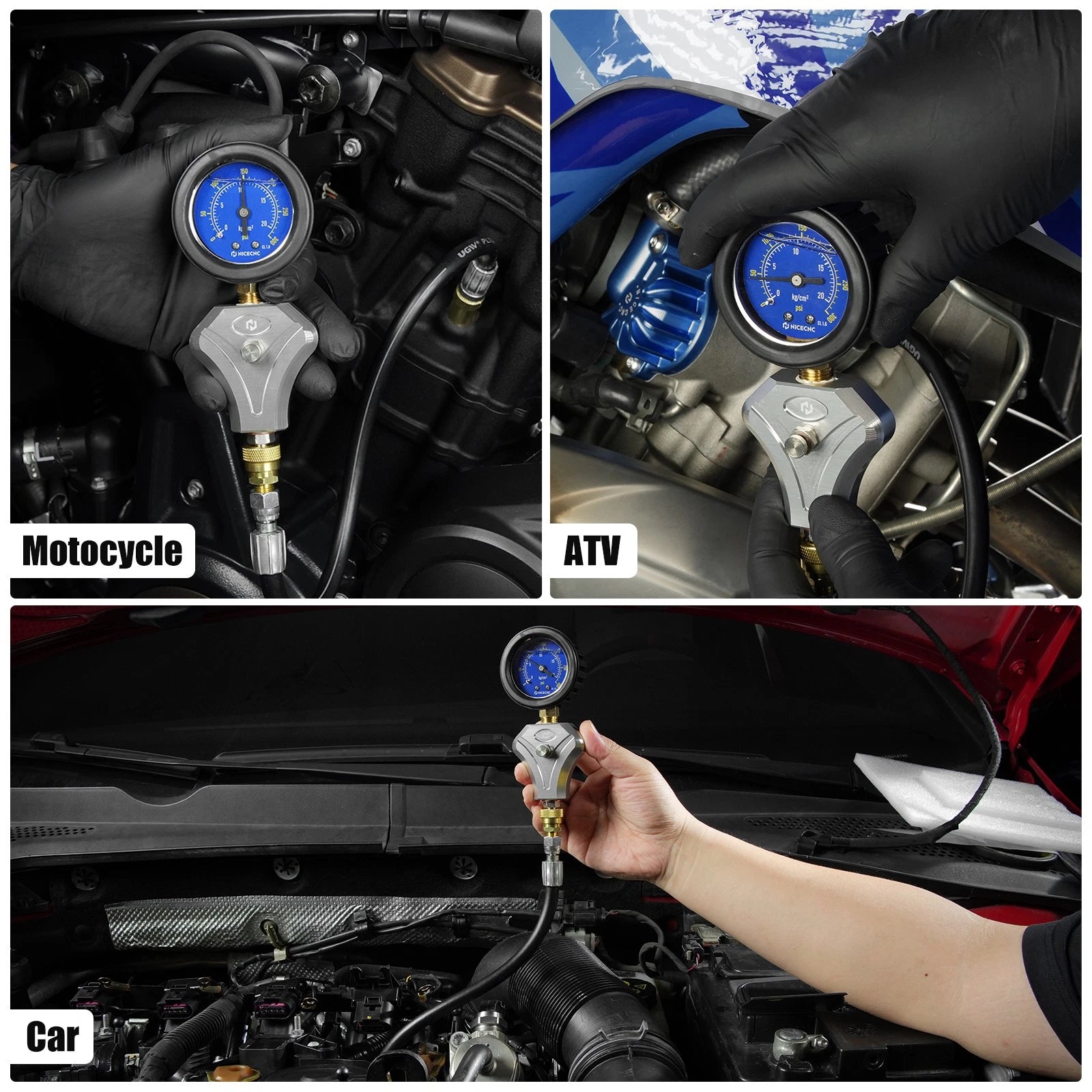 Engine Cylinder Compression Gauge Tester for 2-Stroke & 4-Stroke Engines