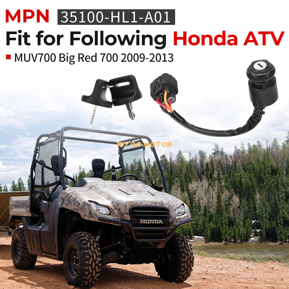 Ignition Switch for Honda Big Red MUV700 (2009–2013) 35100-HL1-A01, 2 Keys