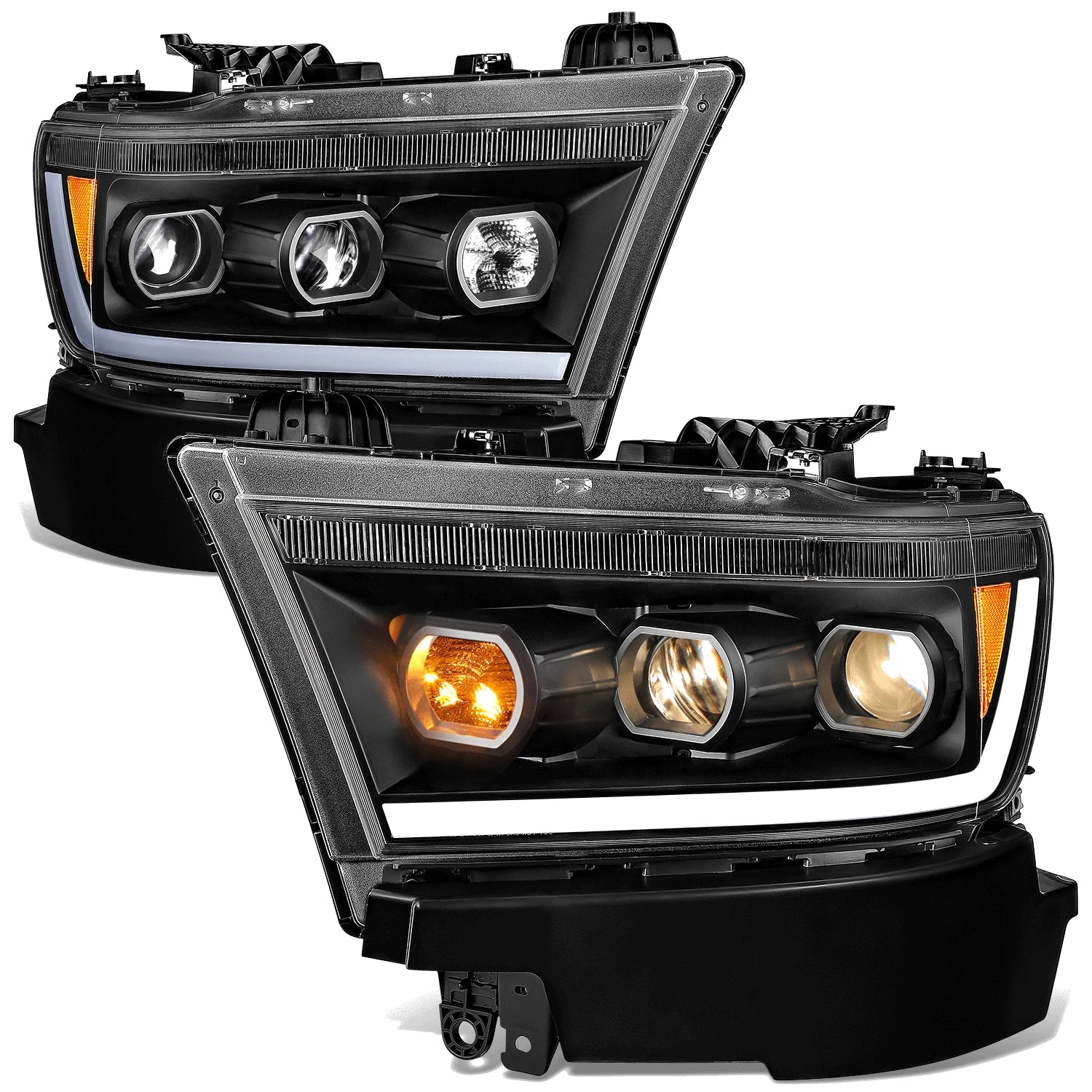 Projector Headlights for Ram 1500 (2019–2024) - Black Housing, Amber Corner