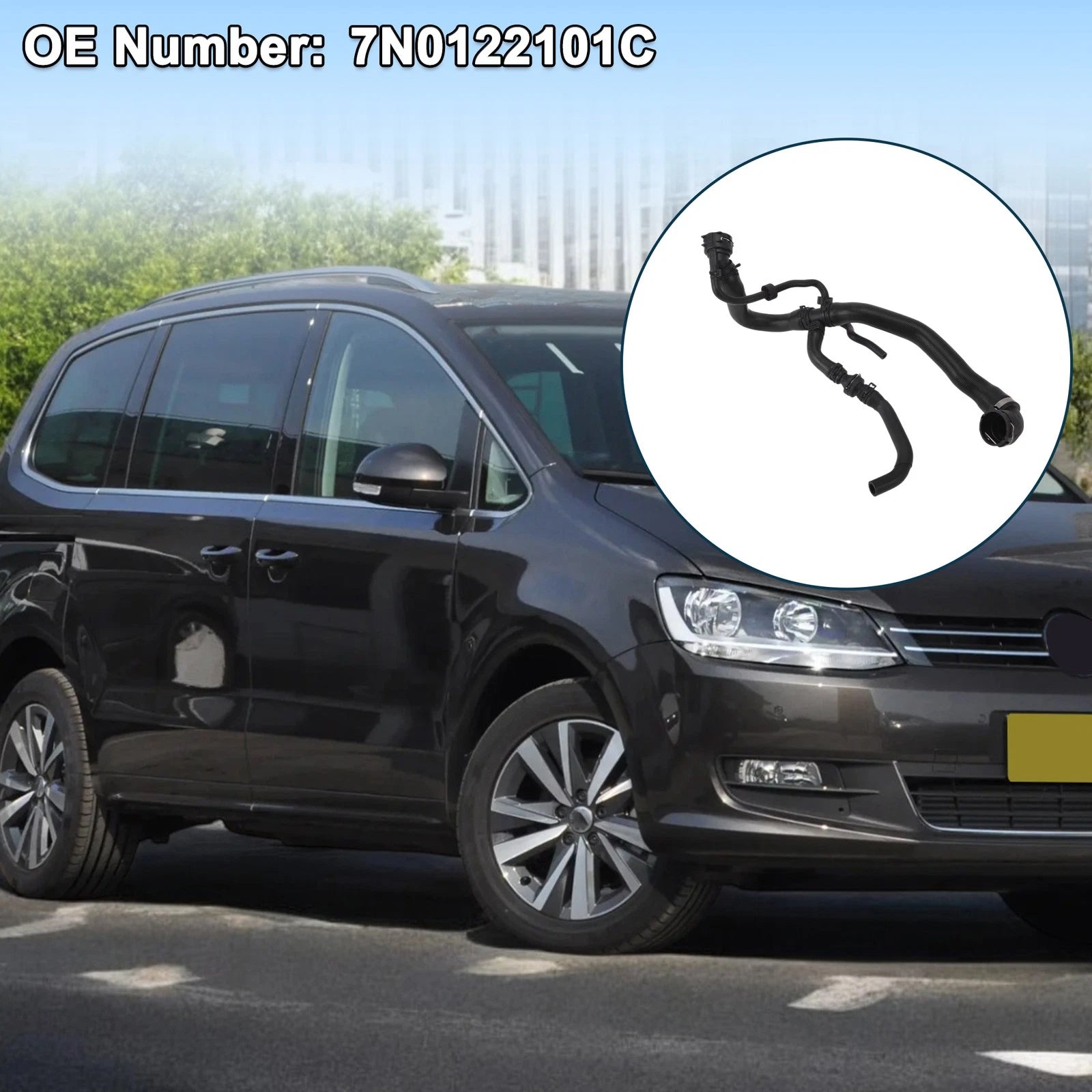 Radiator Hose Water Pipes for Volkswagen Sharan (2016) No. 7N0122101C Rubber