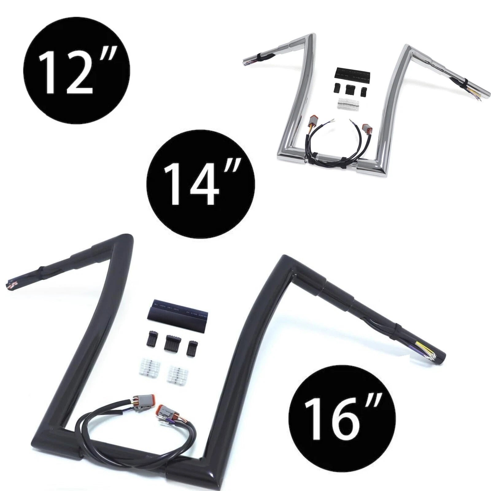 Prewired Handlebar 12" 14" 16" for Harley Fat Boy Night Train Sportster (1996–2006)