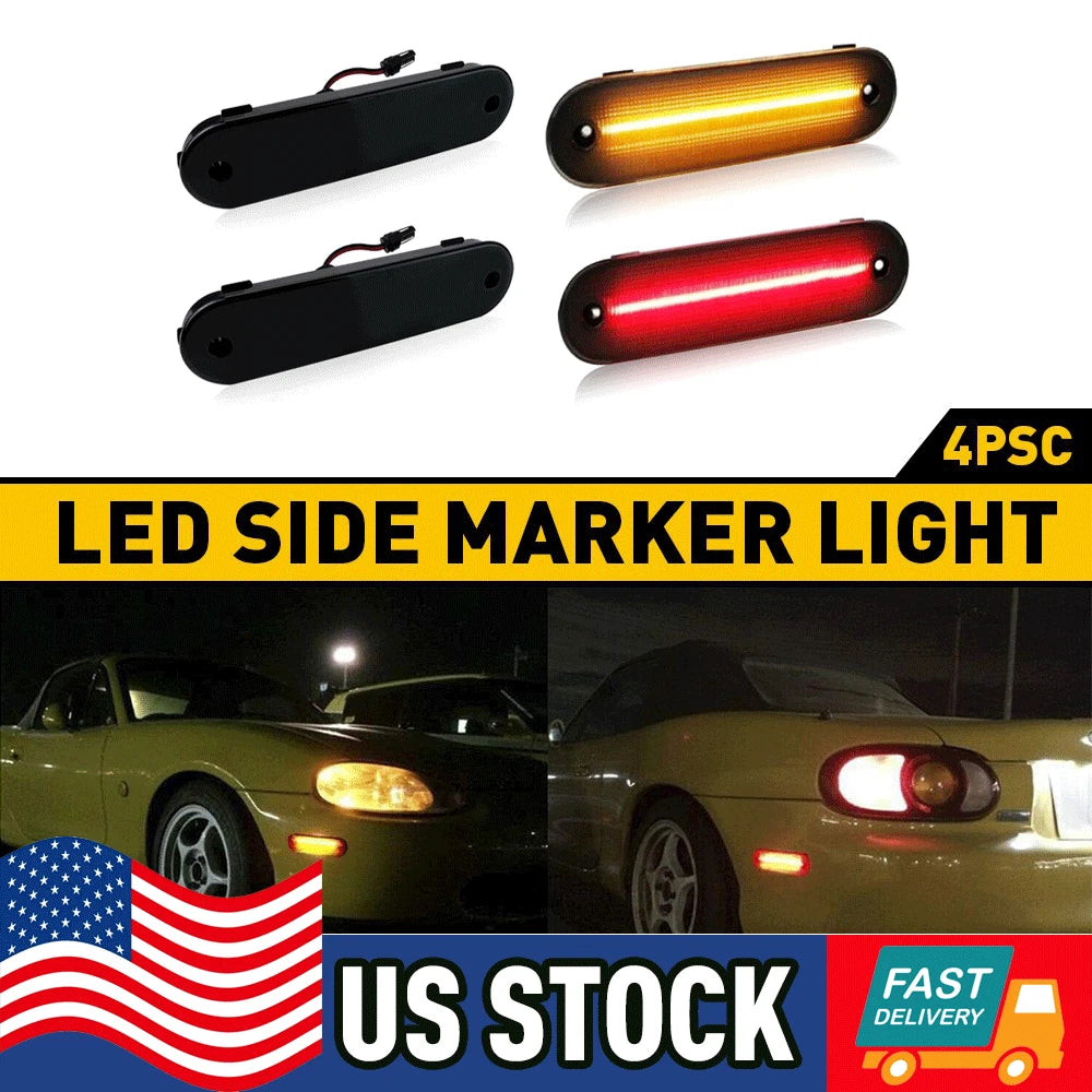 Set of 4 LED Smoked Turn Signal Side Marker Lights for Mazda Miata MX-5 (1990–2005)