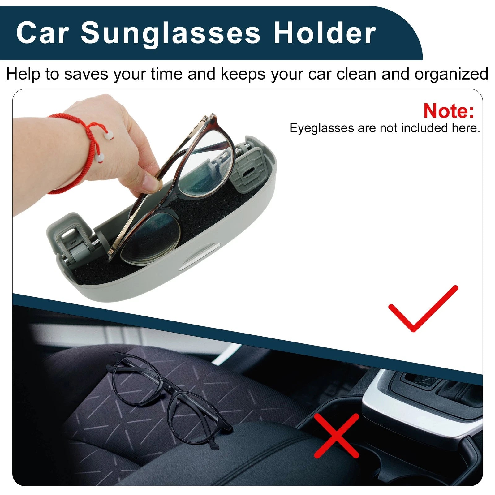 Set of 1 Car Sunglasses Case for T-Roc (2017–2024) ABS Grey