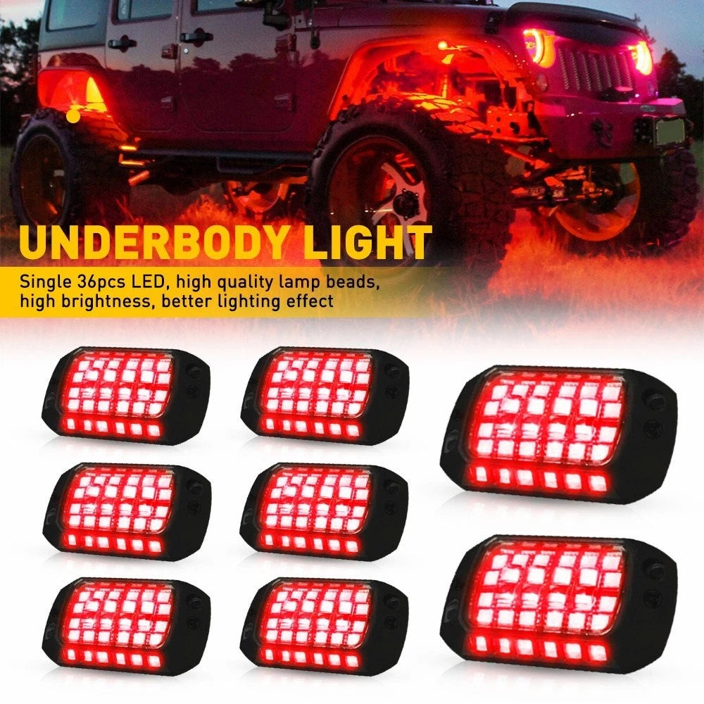 8X Underglow 36-LED Red Puddle Lighting Chassis Lamps for Undercar