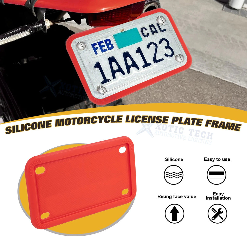 Silicone License Plate Frame for Universal Motorcycle (Rust Proof, Universal)