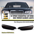 Black LED Wing Side Mirror Blinker Turn Signal Lights for Chrysler 300 (2011–2023)