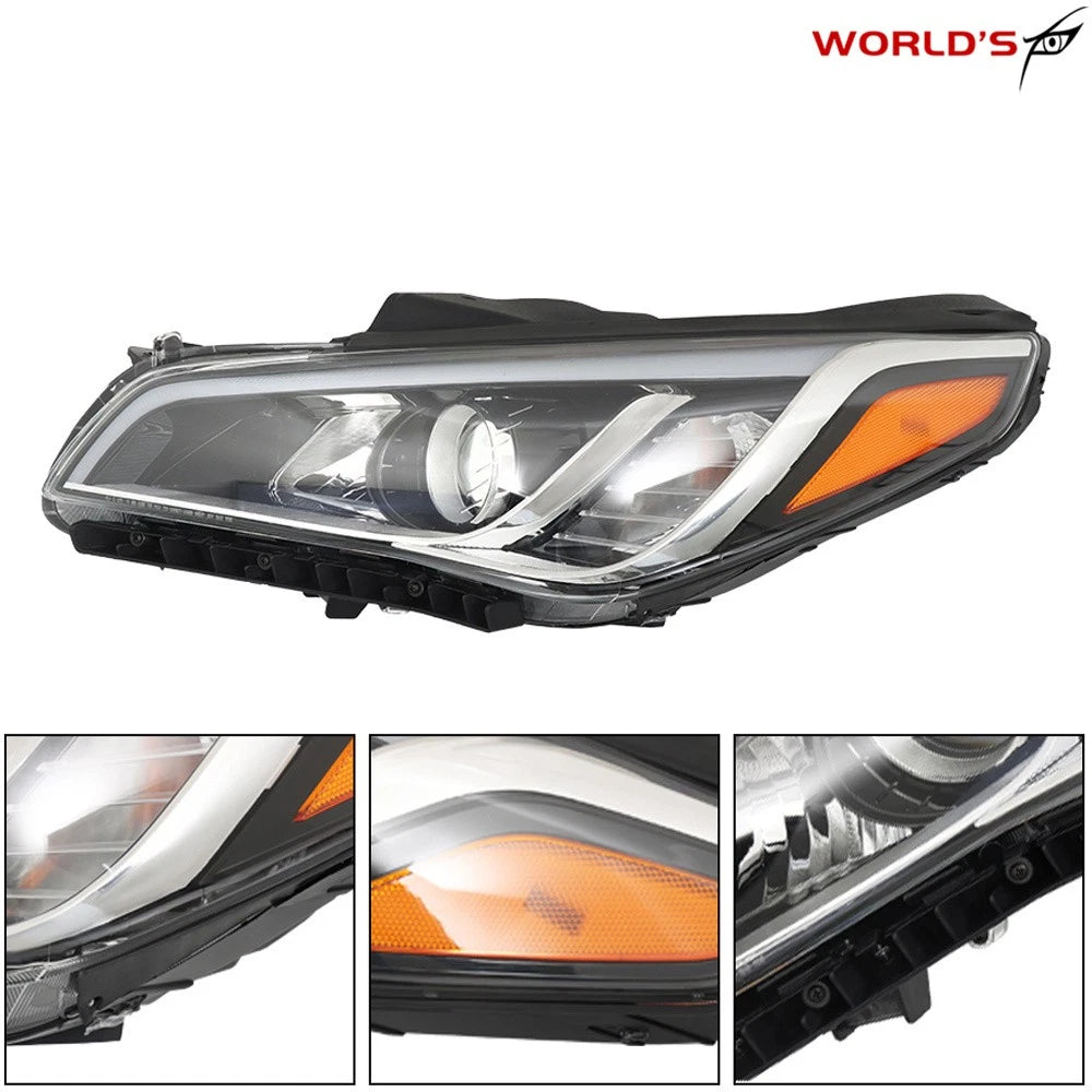 Set of 2 Chrome Halogen Headlights for Hyundai Sonata (2015–2017)