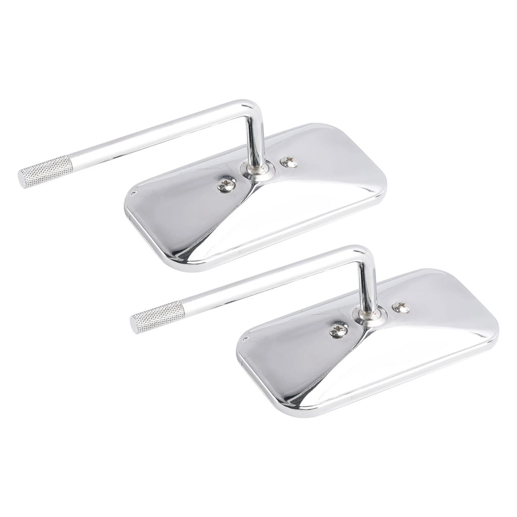 Chrome Rectangular Clamp-On Motorcycle Mirrors for Old School Style