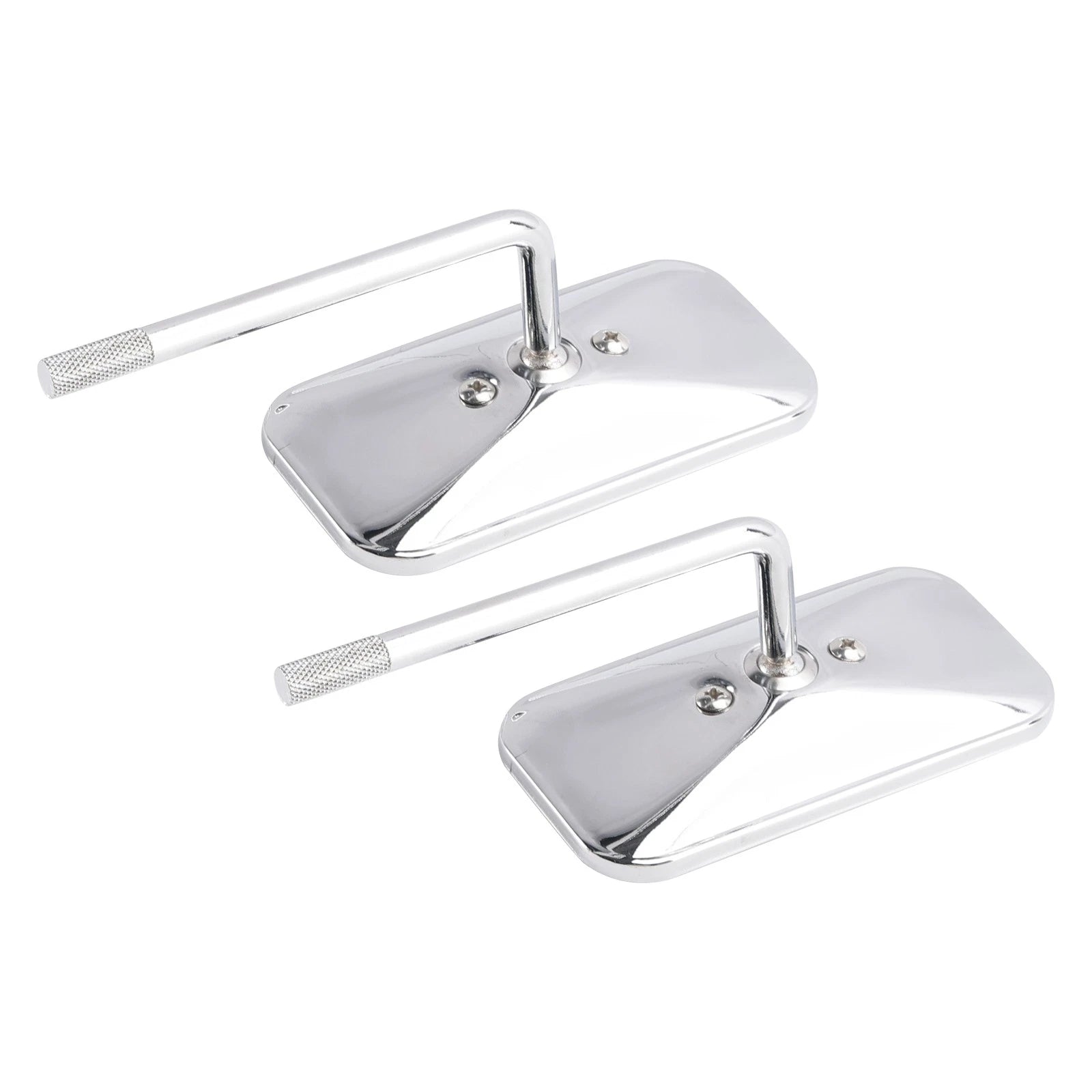 Chrome Rectangular Clamp-On Motorcycle Mirrors for Old School Style