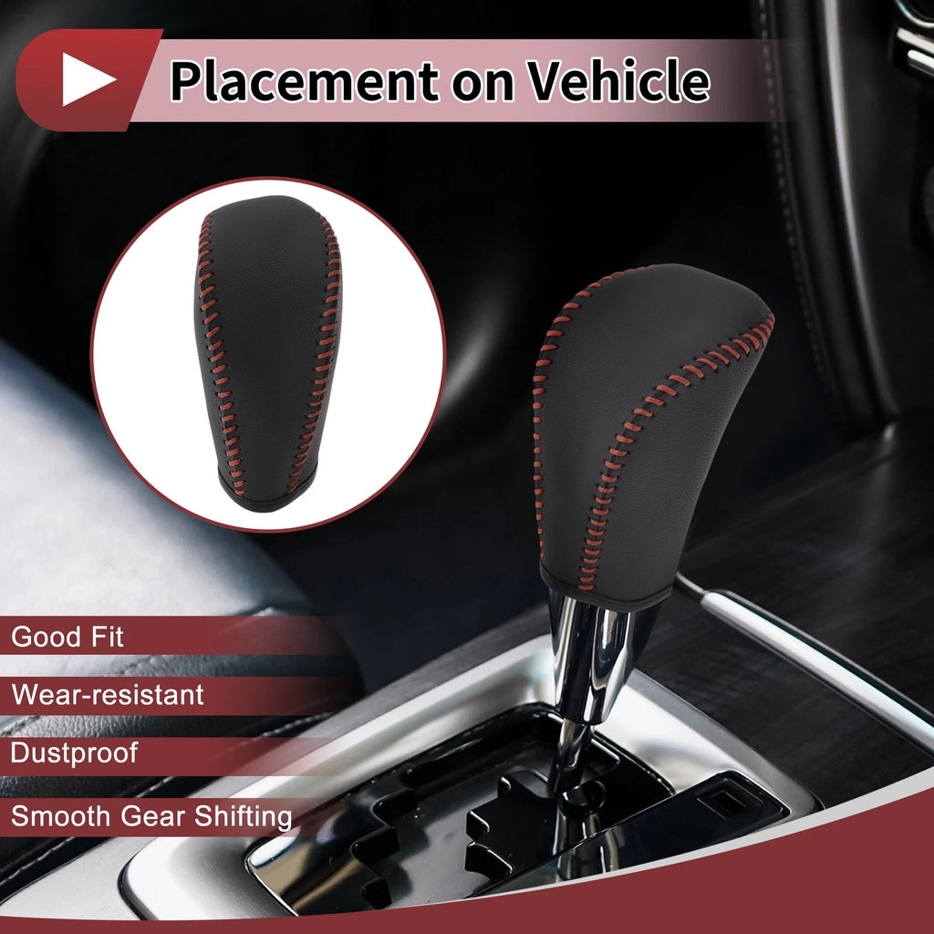 1Pc Gear Shift Knob Cover for Subaru Forester (2006–2012) Black Brown Faux Leather