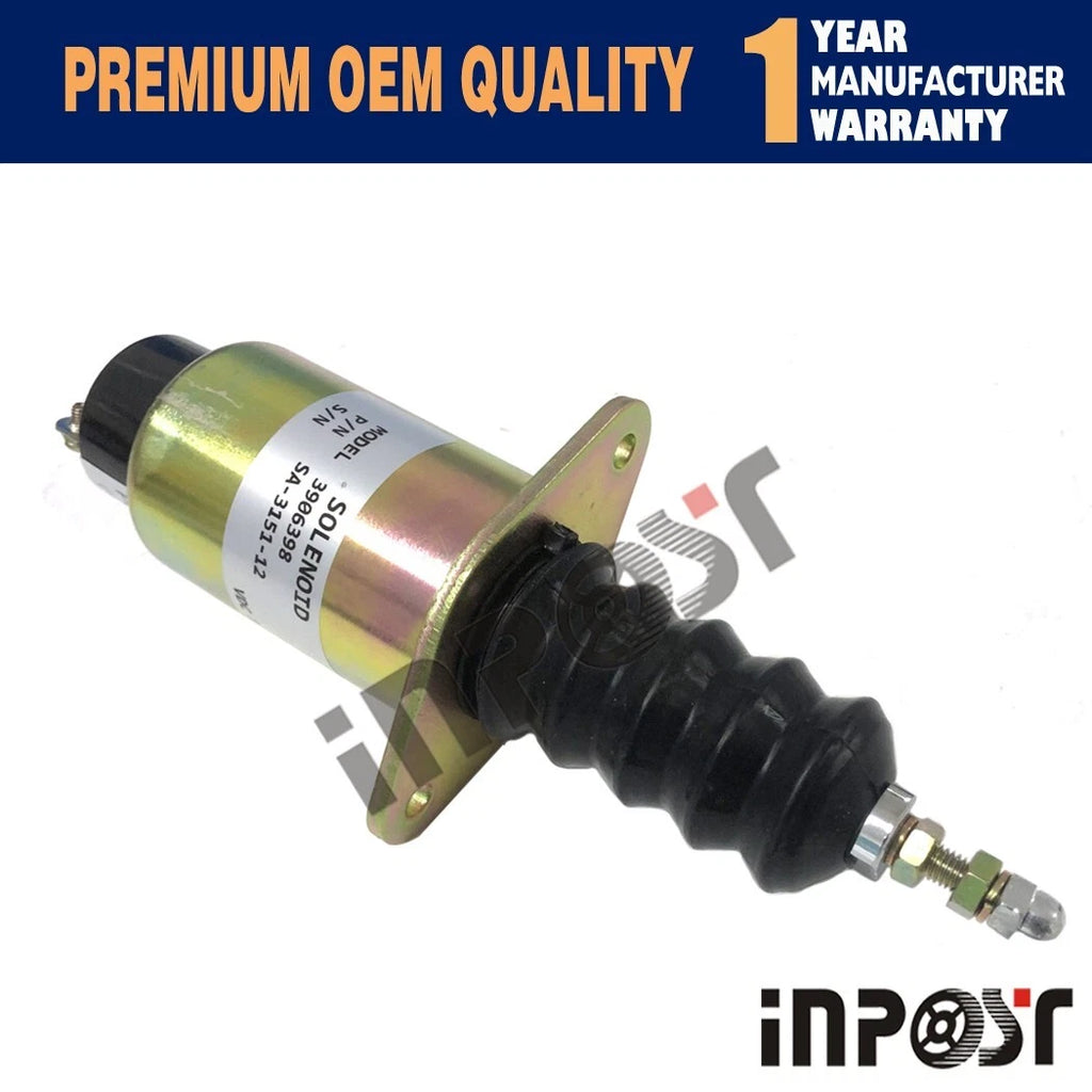 12V Fuel Shutdown Solenoid for Cummins 6C 8.3L 4BT 3.3L 3.9L (3906398, SA-3151-12)