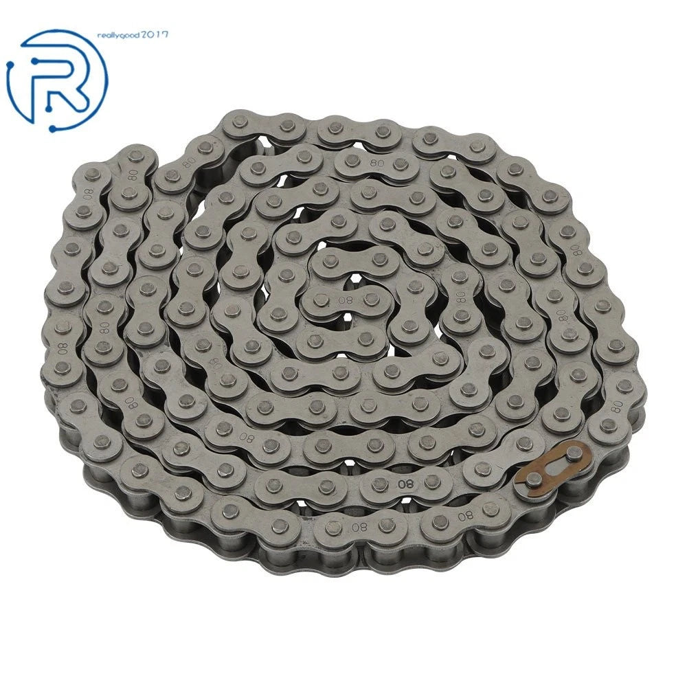 10 Feet of #80 Carbon Steel Roller Chain for Various Applications
