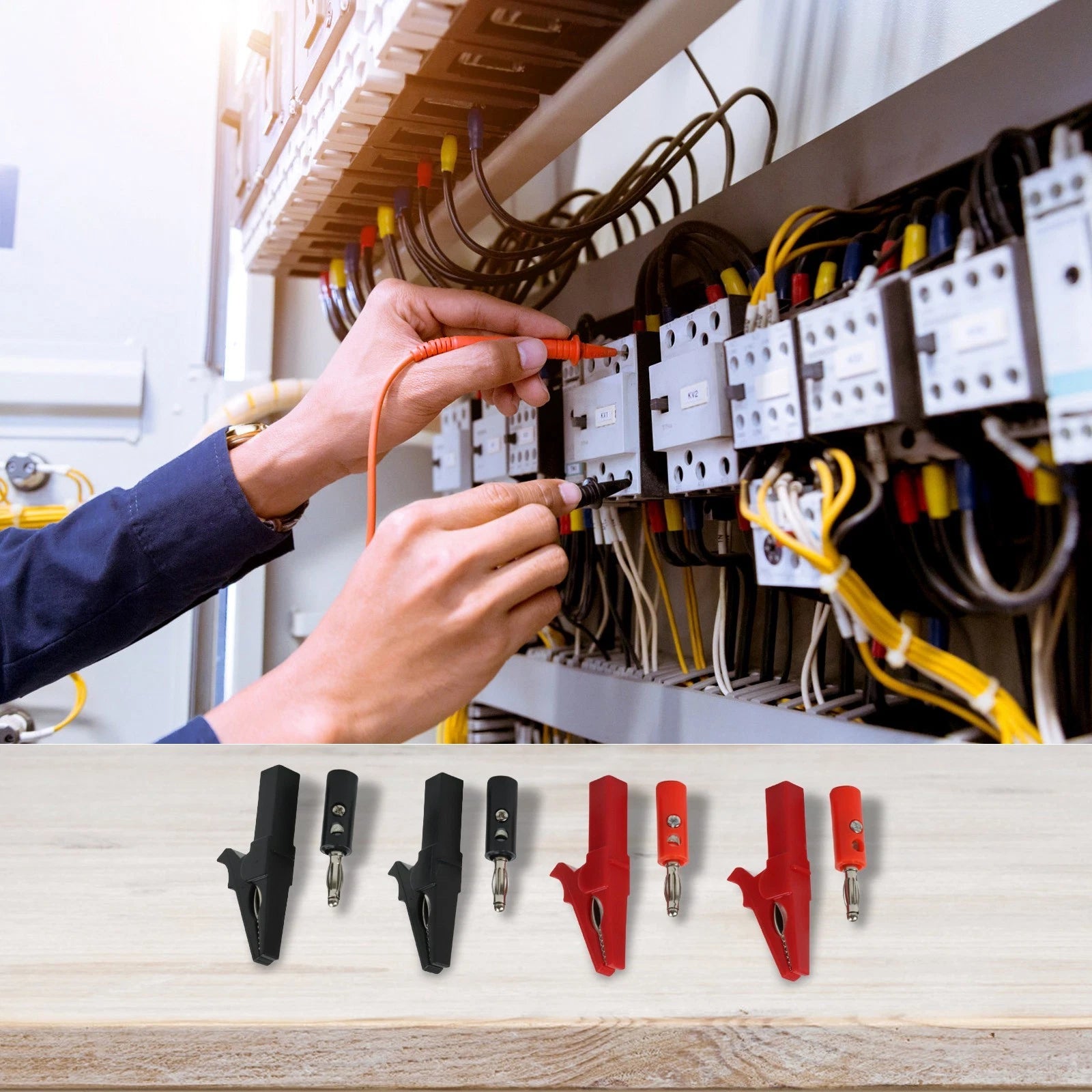 Electrical Testing Kit 4 Pair Alligator Clips with Banana Connectors