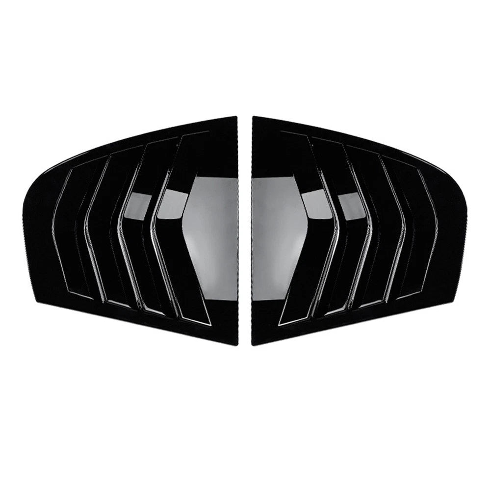 Gloss Black Rear Side Glass Shutter Cover Set of 2 for