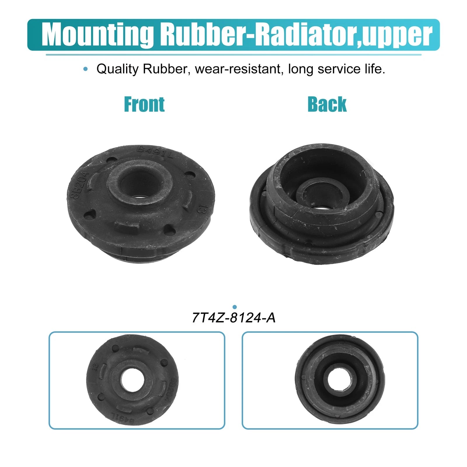 2X Radiator Mount Insulator for Ford Flex (2009–2019) No. 7T4Z-8124-A