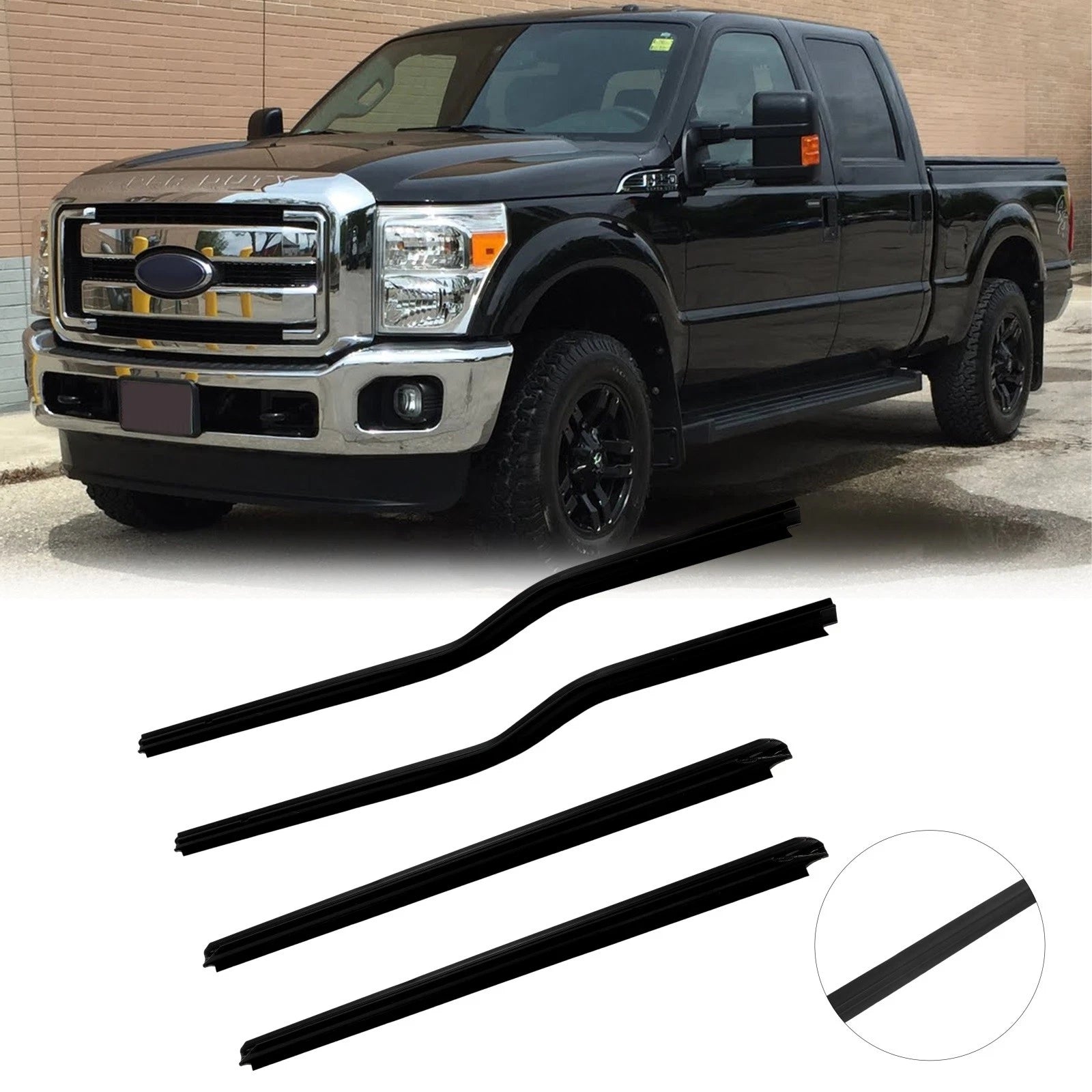 Set of 4 Weatherstrip Window Sweep Seals for Ford F250 F350 F450 Super Duty