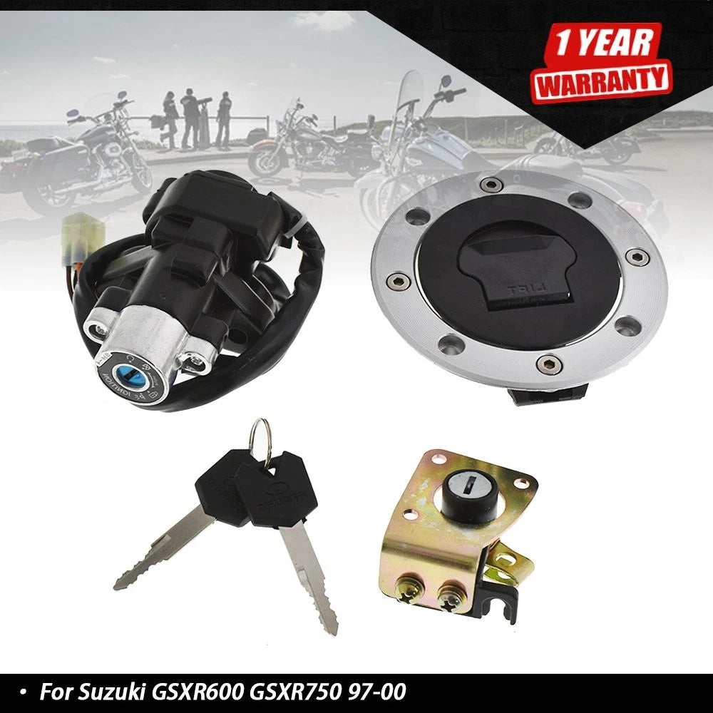 Ignition Switch Gas Cap Cover Seat Lock Key Set for Suzuki GSXR600 (1997-2000)