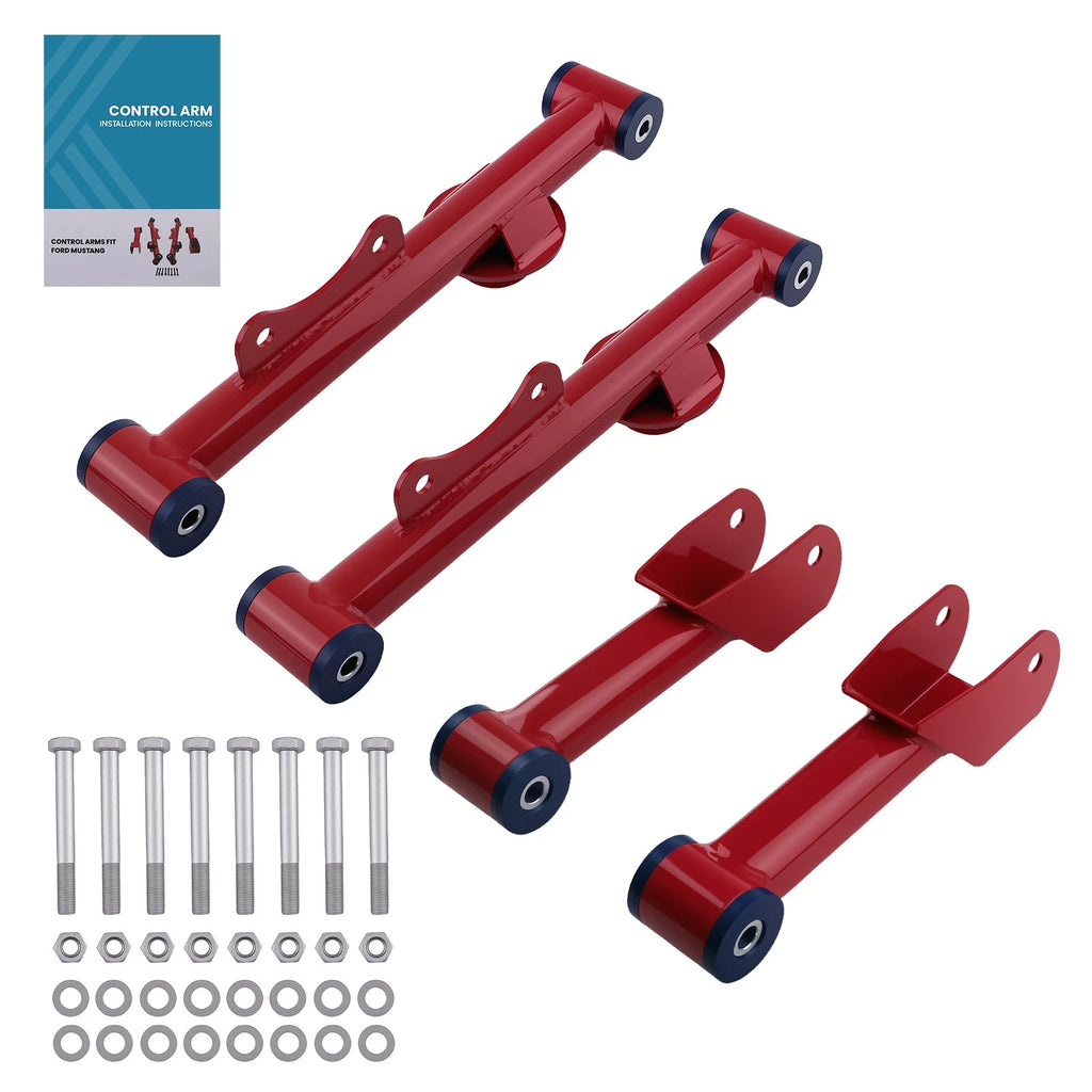 Upper & Lower Rear Tubular Control Arms w/ Hardware for Ford Mustang (1979–2004)